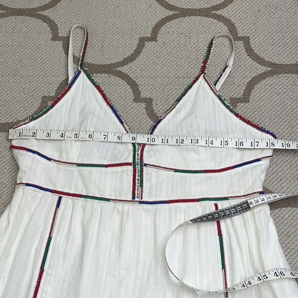 Caroline Constas White  Cotton Spaghetti Beaded Straps Embroidered  Midi Dress - Picture 11 of 16